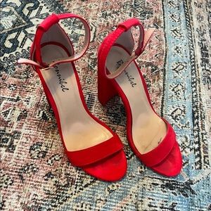 Red Block Heels
